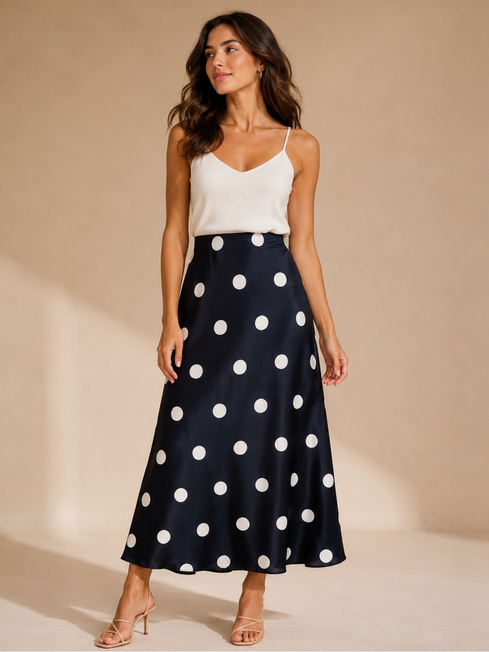 Ellison Polka Dot Matching Set Blouse Midi Skirt Quiet Luxury NWT S - Picture 5 of 10